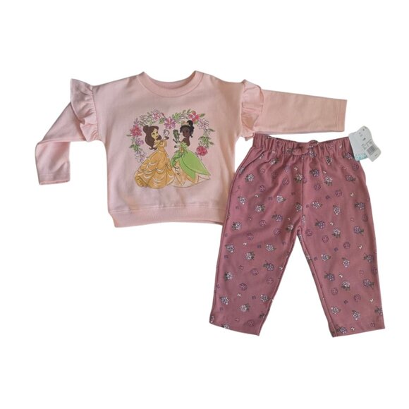 NEW! Disney Baby Belle and Tiana Sweatshirt and Pants Set - 12 month - Picture 2 of 5